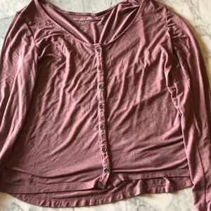 American Eagle Long-Sleeve Mauve Slouch Top